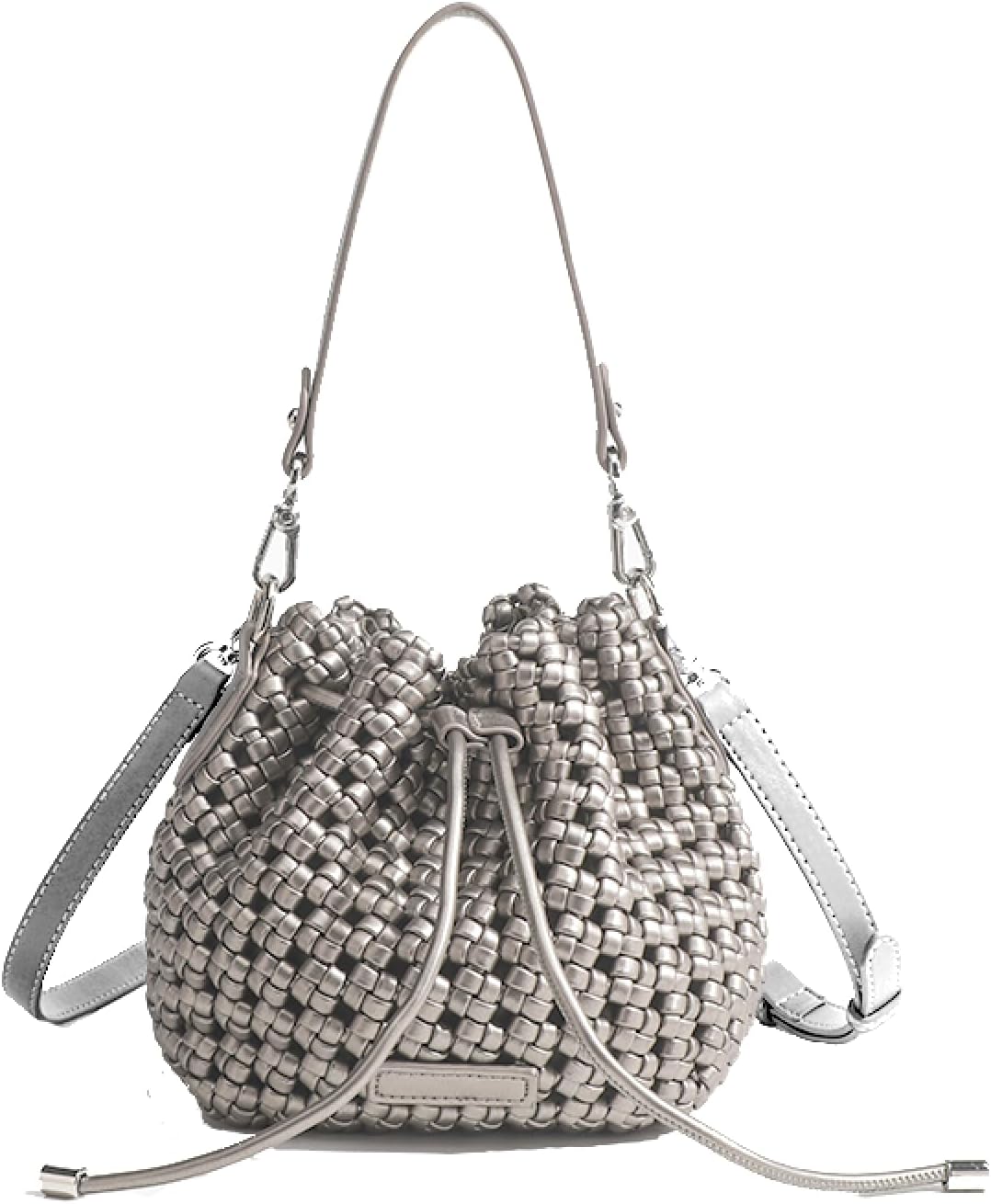 JINMANXUE Fashion Hollow Bucket Tote Bag For Women, Crossbody Female Handbag Woven Silk bag Leisure Leather Shoulder Bag 1