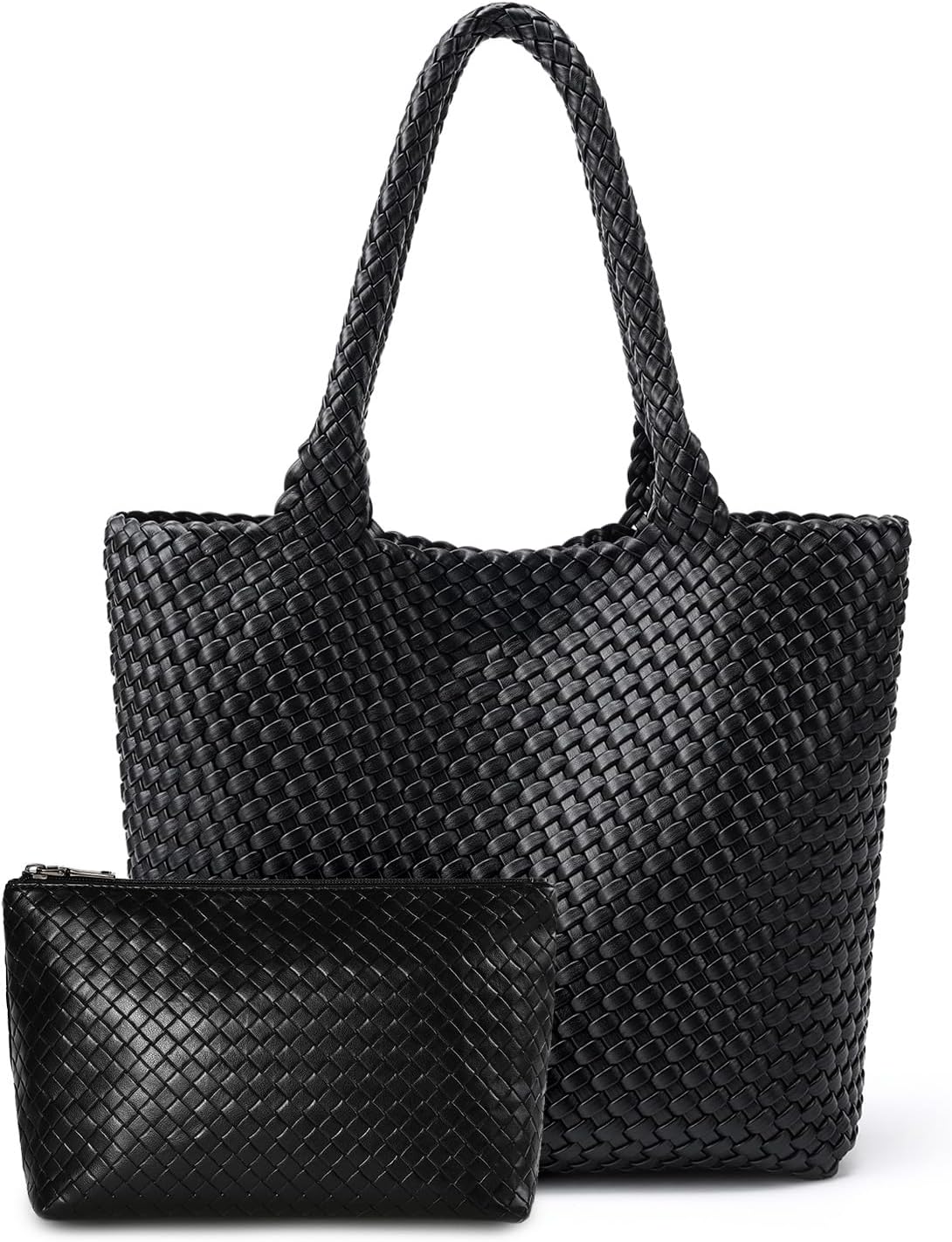 Woven Leather Handbag - Large Tote Bag for Women - Fashion Vegan Leather Tote 1