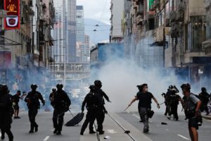 skynews riot police fire tear gas 5044355
