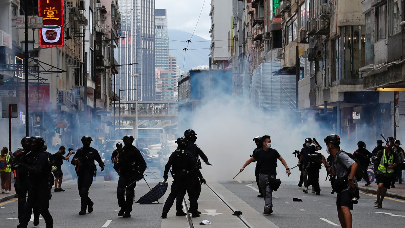 skynews riot police fire tear gas 5044355